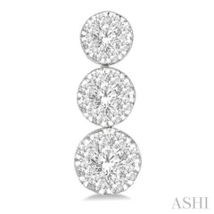 1 Ctw Hanging Triple Mount Lovebright Round Cut Diamond Earrings in 14K White Gold