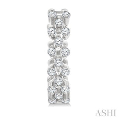 1/4 Ctw Lattice Round Cut Diamond Fashion Hoop Earring in 10K White Gold