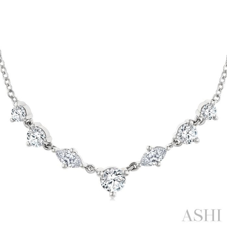 1/2 Ctw Marquise & Round Cut Diamond Necklace in 14K White Gold
