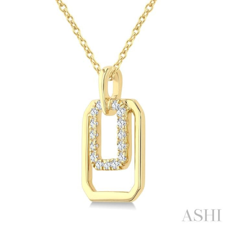 1/10 Ctw Nested Octagonal Frame Round Cut Diamond Fashion Drop Petite Pendant With Chain in 10K Yellow Gold
