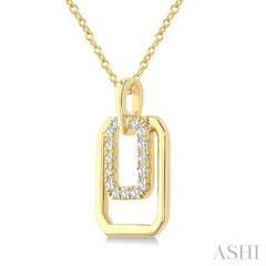 1/10 Ctw Nested Octagonal Frame Round Cut Diamond Fashion Drop Petite Pendant With Chain in 10K Yellow Gold