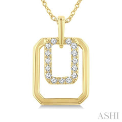 1/10 Ctw Nested Octagonal Frame Round Cut Diamond Fashion Drop Petite Pendant With Chain in 10K Yellow Gold