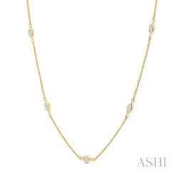 1/2 Ctw Marquise Cut Diamond Station Necklace in 14K Yellow Gold