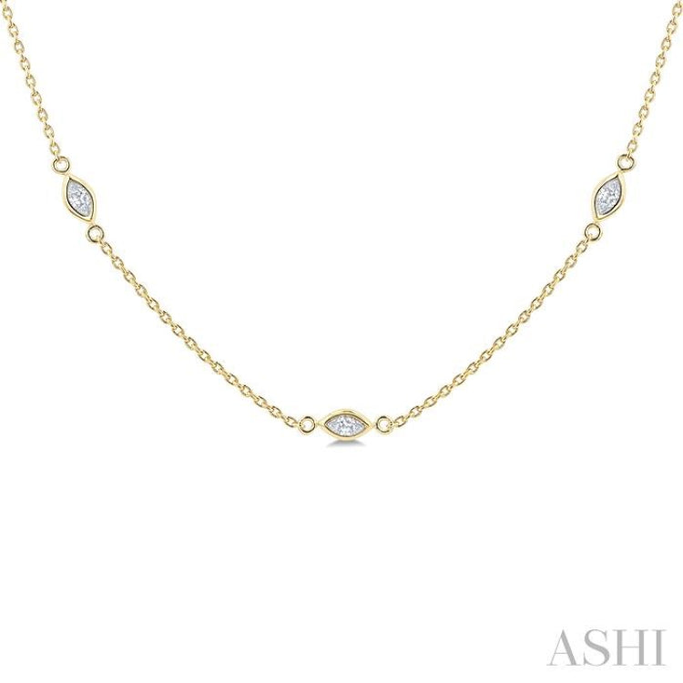 1/2 Ctw Marquise Cut Diamond Station Necklace in 14K Yellow Gold