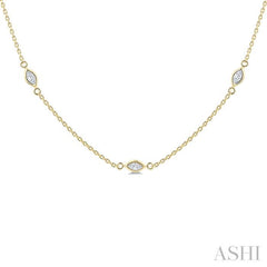 1/2 Ctw Marquise Cut Diamond Station Necklace in 14K Yellow Gold