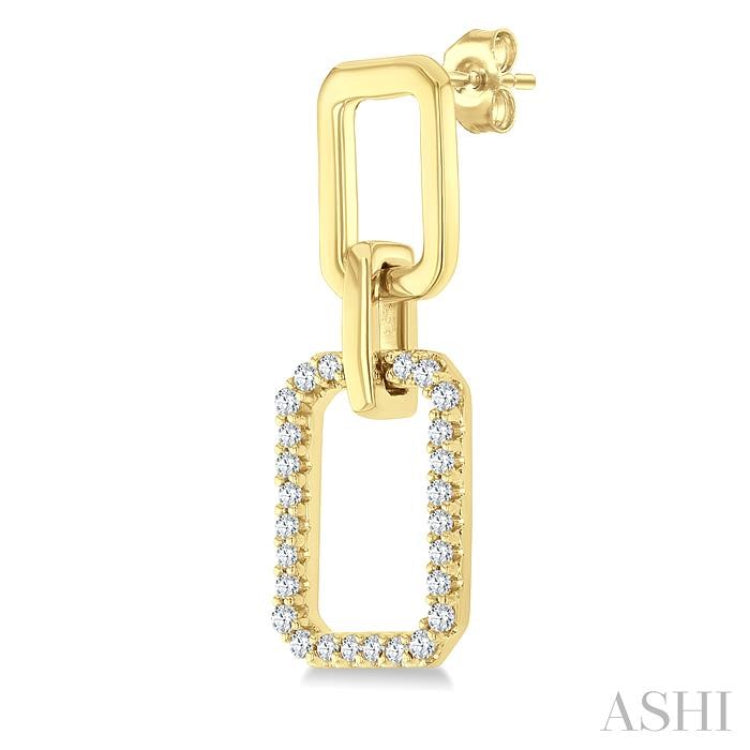 1/3 Ctw  Octagonal Shape Link Round Cut Diamond Fashion Earring in 10K Yellow Gold