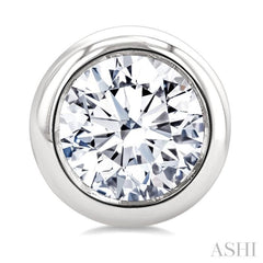 1 Ctw Bezel Set Round Cut Diamond Fashion Stud earrings in 14K White Gold