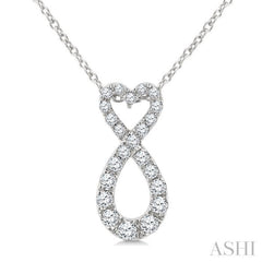 1/4 Ctw Heart Shape Round Cut Diamond Infinity Fashion Pendant With Chain in 10K White Gold
