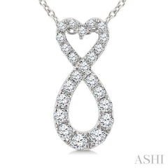 1/4 Ctw Heart Shape Round Cut Diamond Infinity Fashion Pendant With Chain in 10K White Gold