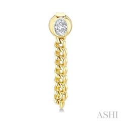 1/3 Ctw Bezel Set Oval Cut Diamond Curb Link Chain Dangler Fashion Earrings in 14K Yellow Gold