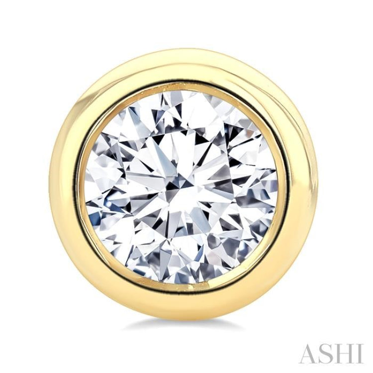 5/8 Ctw Bezel Set Round Cut Diamond Stud Earrings in 14K Yellow Gold