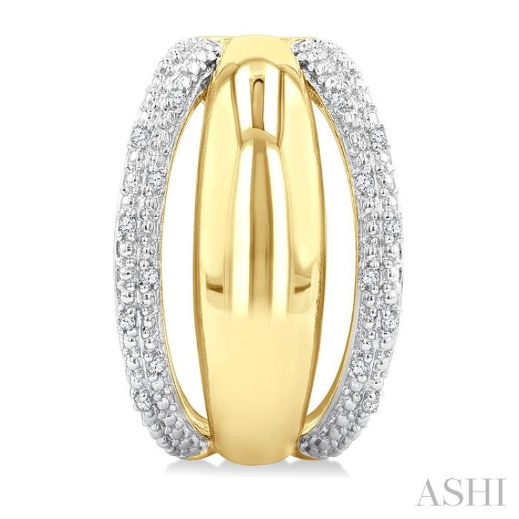1/10 Ctw Bold Double Split Dome Shape Round Cut Diamond Fashion Half Hoop Earrings in Yellow Gold Vermeil