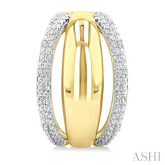 1/10 Ctw Bold Double Split Dome Shape Round Cut Diamond Fashion Half Hoop Earrings in Yellow Gold Vermeil