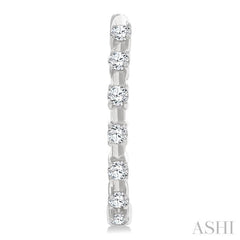 1/4 Ctw Round Cut Diamond Floating Hoop Fashion Earrings in 10K White Gold