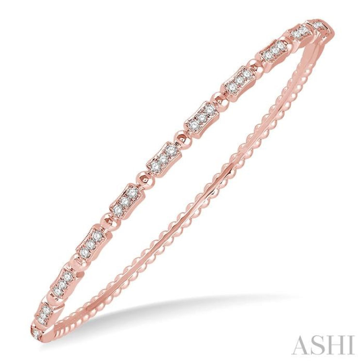 1/2 Ctw Box Link Round Cut Stackable Diamond Bangle in 14K Rose Gold