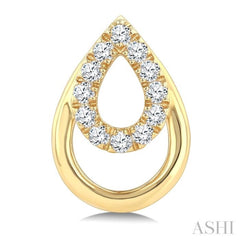 1/6 Ctw Overlay Pear Shaped Frame Round Cut Diamond Fashion Drop Earring in 10K Yellow Gold