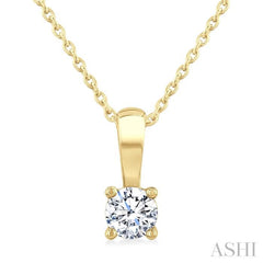 1/4 Ctw Prong Set Round Cut Diamond Solitaire Pendant With Chain in 14K Yellow Gold