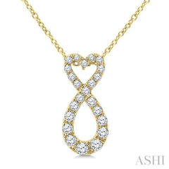 1/4 Ctw Heart Shape Round Cut Diamond Infinity Fashion Pendant With Chain in 10K Yellow Gold