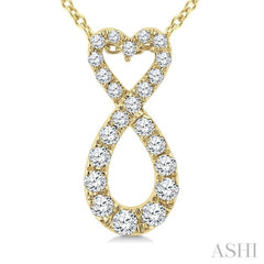 1/4 Ctw Heart Shape Round Cut Diamond Infinity Fashion Pendant With Chain in 10K Yellow Gold