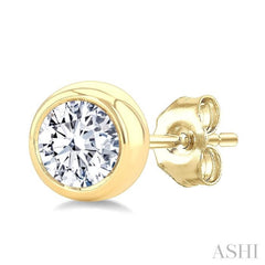 3/8 Ctw Bezel Set Round Cut Diamond Stud Earrings in 14K Yellow Gold