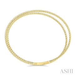 3 Ctw Round Cut Diamond Double Row Fashion Bangle in 14K Yellow Gold