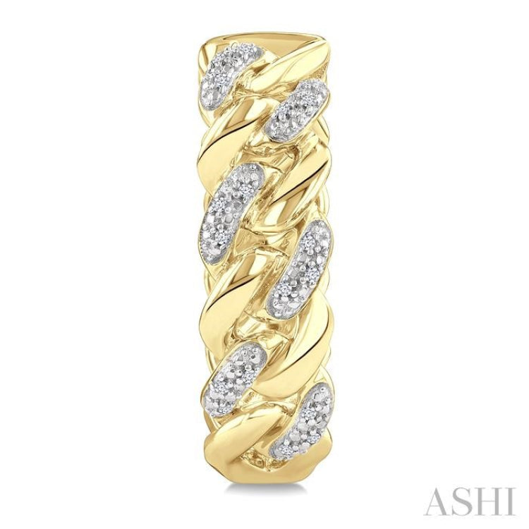 1/10 Ctw Round Cut Diamond Cuban Link Hoop Earrings in Yellow Gold Vermeil