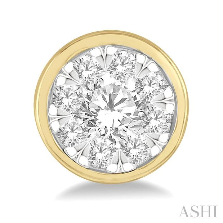 3/4 Ctw Lovebright Round Cut Diamond Stud Earrings in 14K Yellow and White Gold