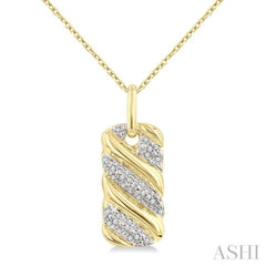 1/10 Ctw Bold Ribbed Swirl Round Cut Diamond Pirouette Fashion Pendant With Chain in Yellow Gold Vermeil