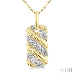 1/10 Ctw Bold Ribbed Swirl Round Cut Diamond Pirouette Fashion Pendant With Chain in Yellow Gold Vermeil