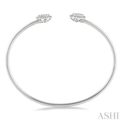 5/8 Ctw Lovebright Open Cuff Round Cut Diamond Stackable Bangle in 14K White Gold