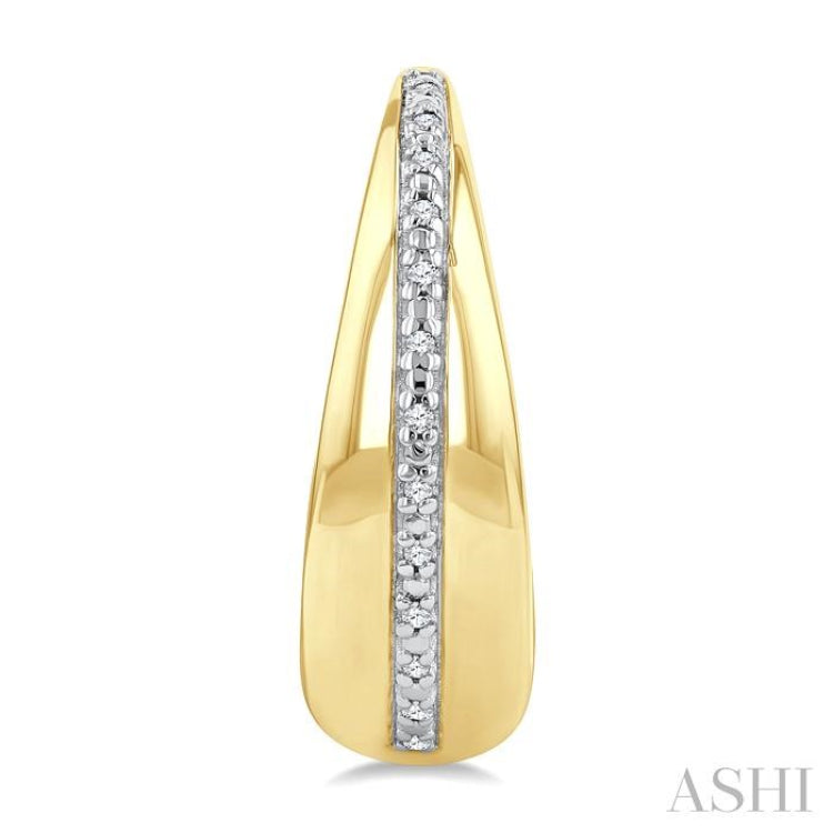 1/10 Ctw Bold Round Cut Diamond Panel Fashion Hoop Earrings in Yellow Gold Vermeil