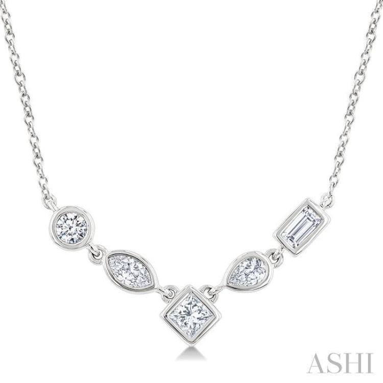 1/4 Ctw Mixed Cut Diamond Fashion Necklace in 14K White Gold