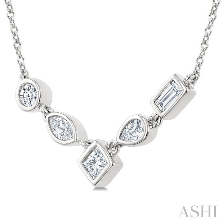 1/4 Ctw Mixed Cut Diamond Fashion Necklace in 14K White Gold