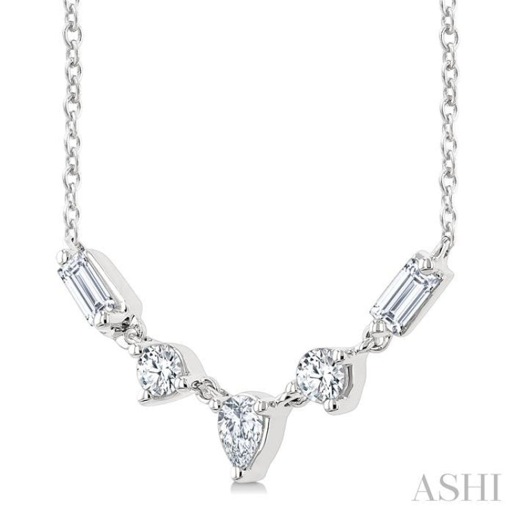 1/3 Ctw Mixed Cut Diamond Fashion Necklace in 14K White Gold