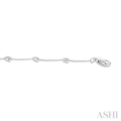 1/10 Ctw Petite Heart Round Cut Diamond Station Bracelet in 10K White Gold