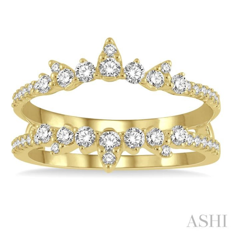 1/2 Ctw Spiked Center Round Cut Diamond Insert Ring in 14K Yellow Gold