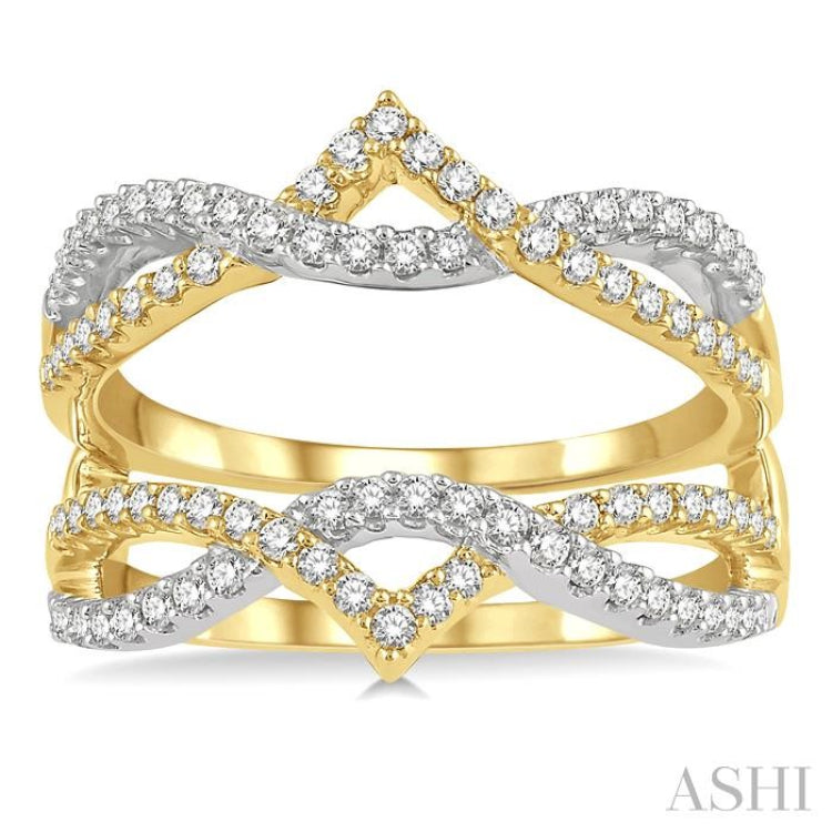 1/2 Ctw Two Tone Entwined Diamond Insert Ring in 14K Yellow and White Gold