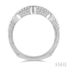 1 Ctw Round Cut and Baguette Diamond Wedding Band in 14K White Gold