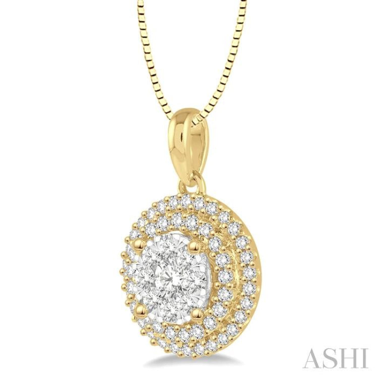 1/2 Ctw Diamond Lovebright Pendant in 14K Yellow and White Gold with Chain