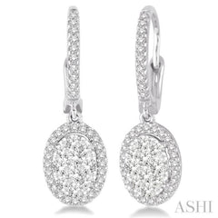 1 Ctw Oval Shape Diamond Lovebright Earrings in 14K White Gold