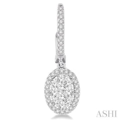 1 Ctw Oval Shape Diamond Lovebright Earrings in 14K White Gold