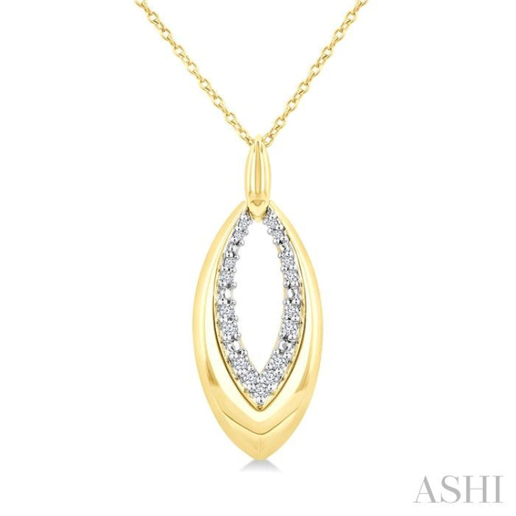 1/10 Ctw Marquise Shape Inner Link Round Cut Diamond Pendant With Chain in Yellow Gold Vermeil