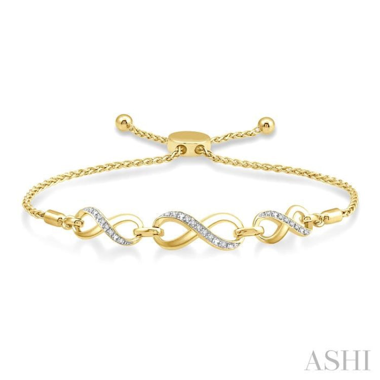 1/20 Ctw Triple Infinity Link Round Cut Diamond Lariat Bracelet in Yellow Gold Vermeil