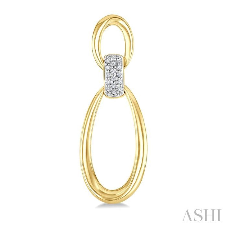 1/10 Ctw Oval Shape Link Round Cut Diamond Fashion Earrings in Yellow Gold Vermeil
