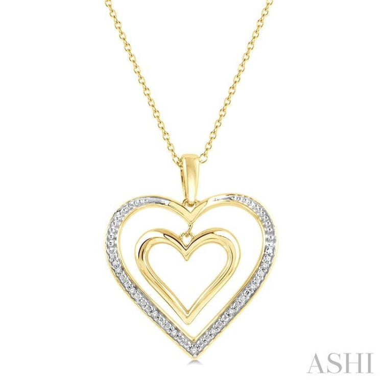 1/50 Ctw Twin Heart Round Cut Diamond Pendant With Chain in Yellow Gold Vermeil