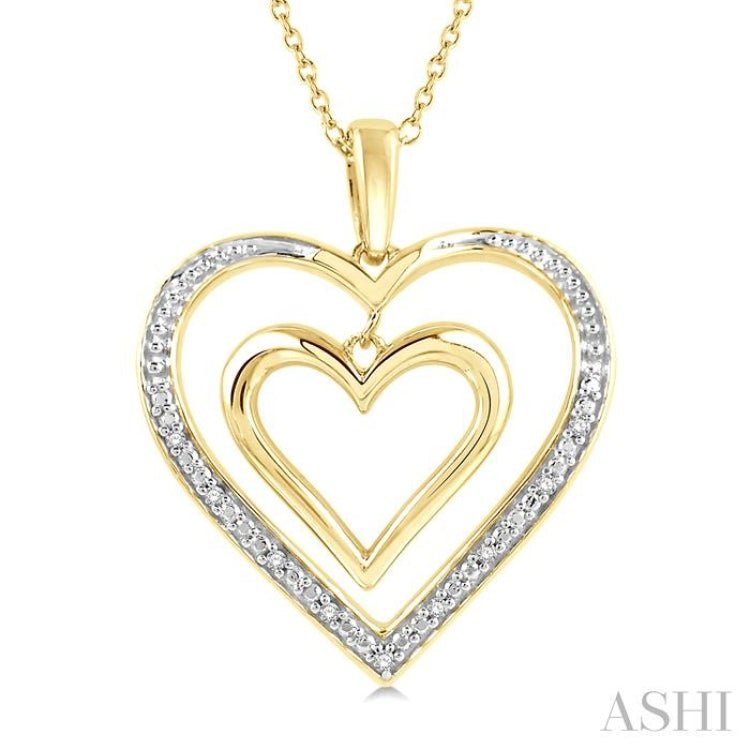 1/50 Ctw Twin Heart Round Cut Diamond Pendant With Chain in Yellow Gold Vermeil