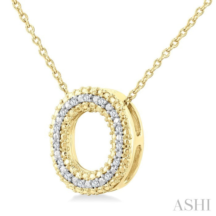 1/20 Ctw Bubble Accent Initial 'O' Round Cut Diamond Fashion Pendant With Chain in Yellow Gold Vermeil