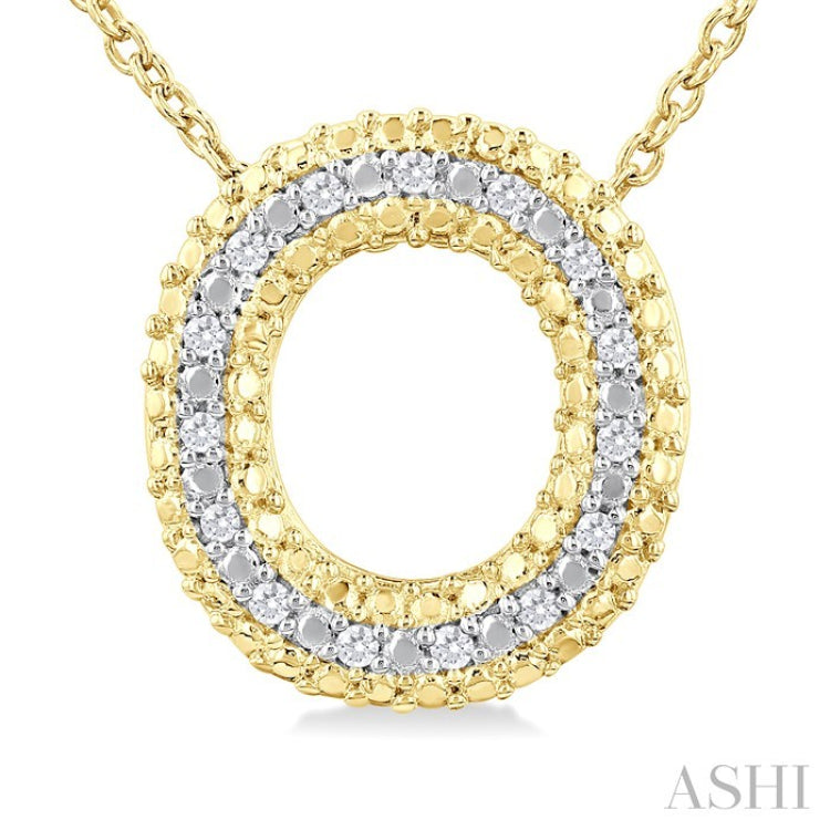 1/20 Ctw Bubble Accent Initial 'O' Round Cut Diamond Fashion Pendant With Chain in Yellow Gold Vermeil