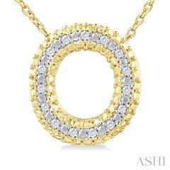 1/20 Ctw Bubble Accent Initial 'O' Round Cut Diamond Fashion Pendant With Chain in Yellow Gold Vermeil