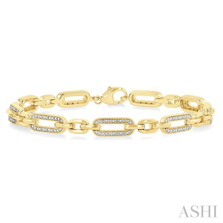 1/6 Ctw Round Cut Diamond Paperclip Bracelet in Yellow Gold Vermeil